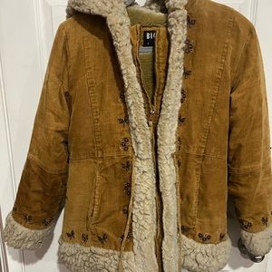 Embroidered fleece coat